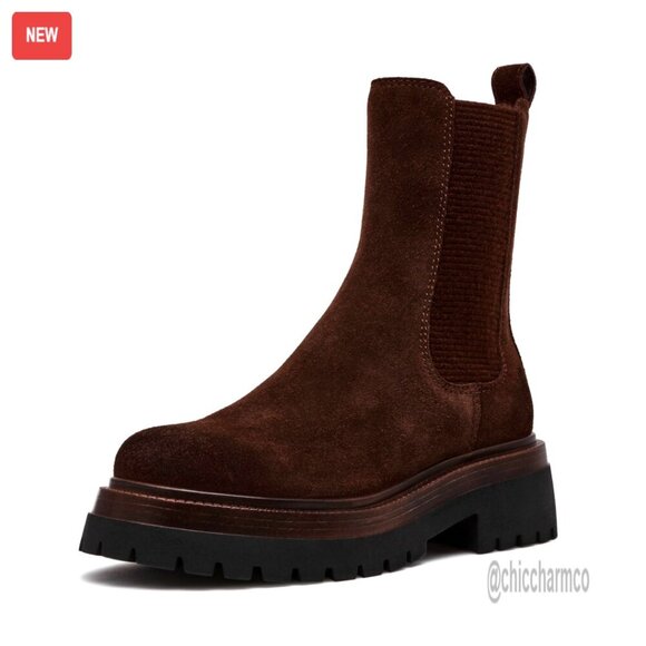 Shoes - Women's Suede Platform Chelsea Boots, Ankle Bootie, 1.25 Inch Heel
